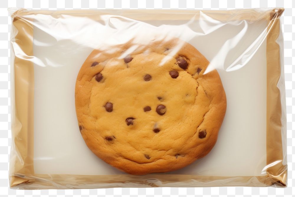 PNG  Plastic wrapping over a cookie food white background confectionery.