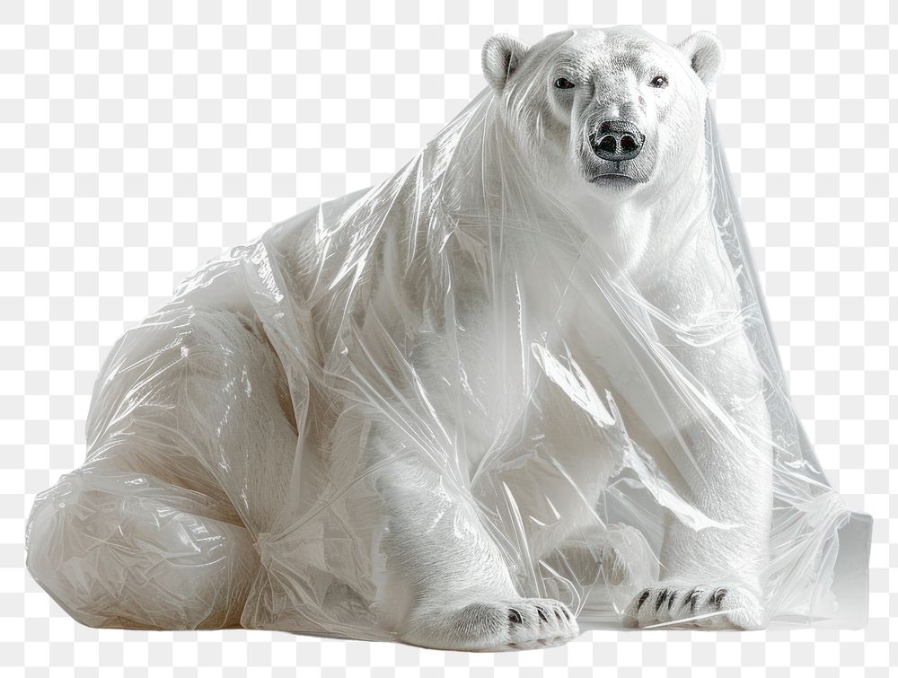 PNG  Plastic wrapping over a polarbear wildlife animal mammal.