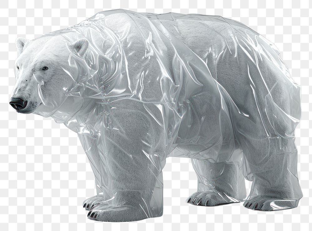 PNG  Plastic wrapping over a polarbear wildlife mammal animal.
