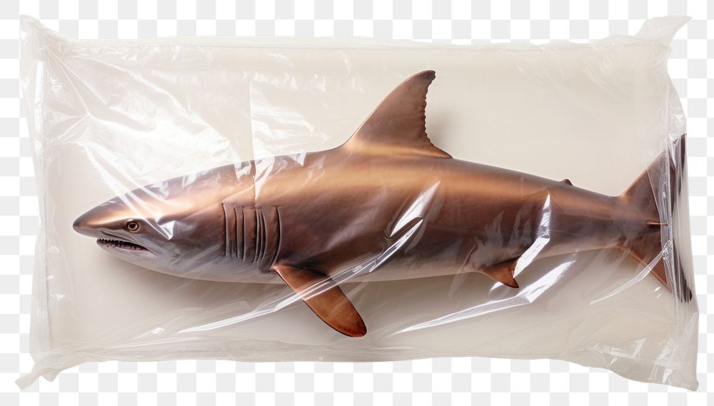 PNG  Plastic wrapping over a shark animal fish underwater.