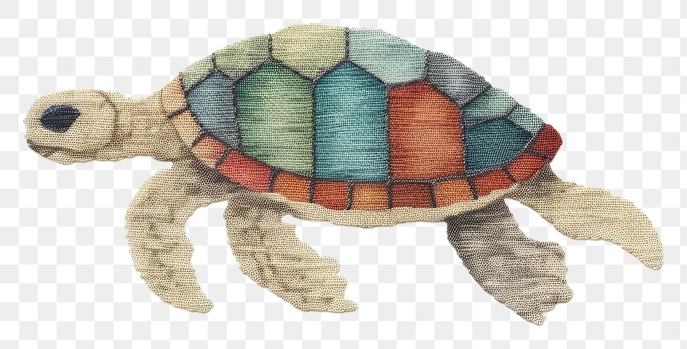PNG Embroidery of turtle reptile animal creativity.
