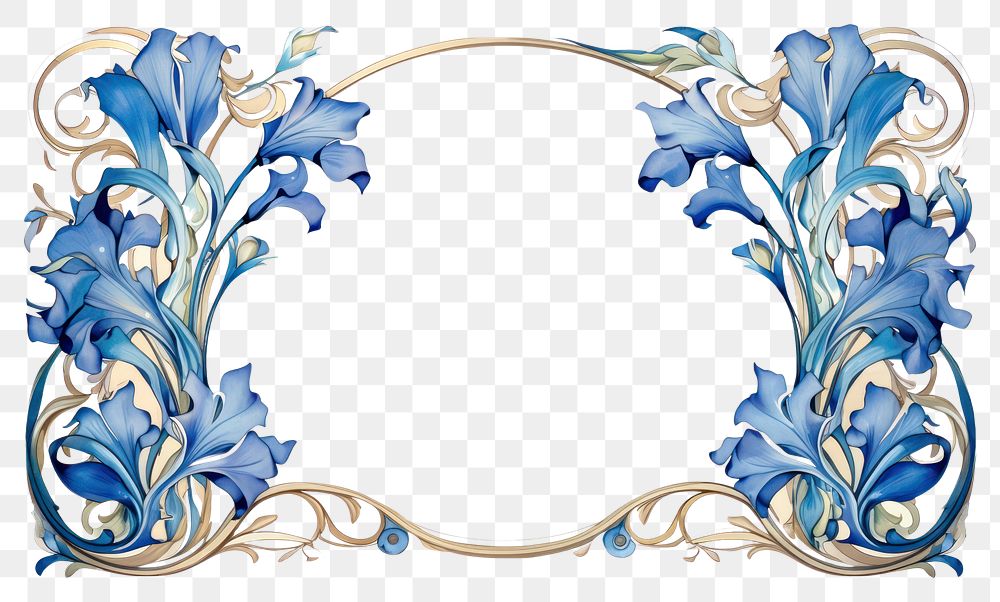 PNG Art nouveau frame border pattern flower fragility.