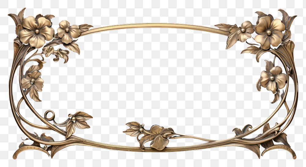 PNG Art nouveau frame border jewelry flower accessories.