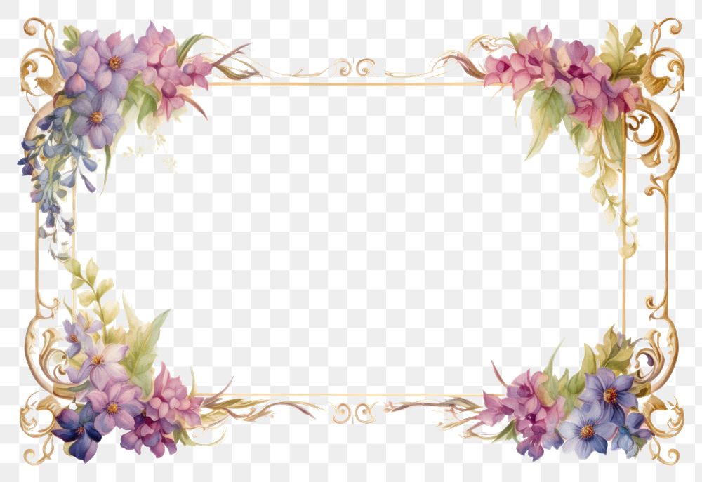 PNG Art nouveau frame border flower painting pattern.