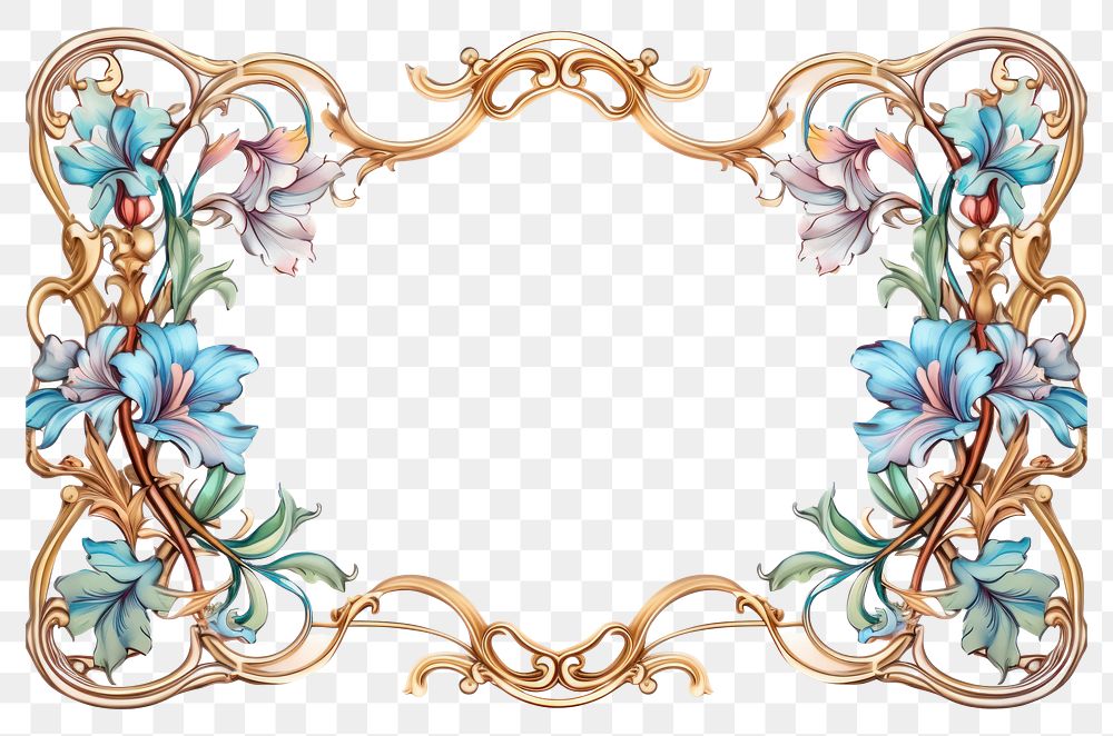 PNG  Art nouveau frame border painting pattern flower.