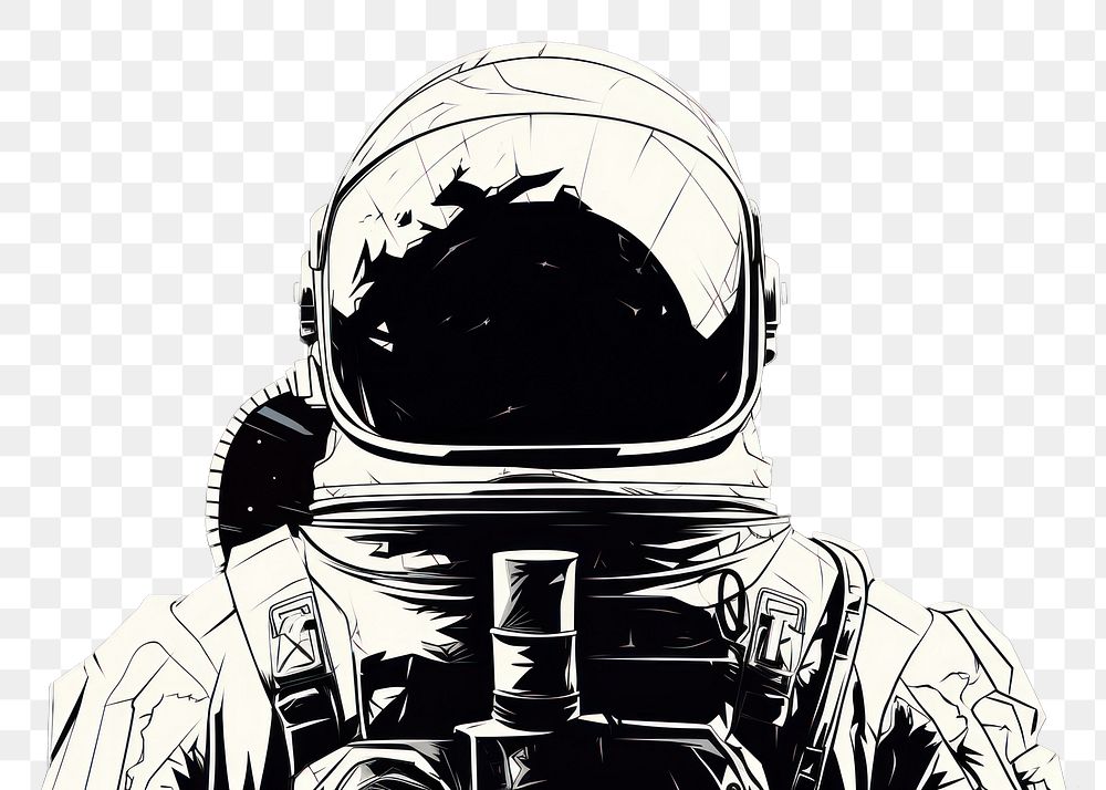 PNG  Astronaut portrait technology futuristic monochrome. AI generated Image by rawpixel.