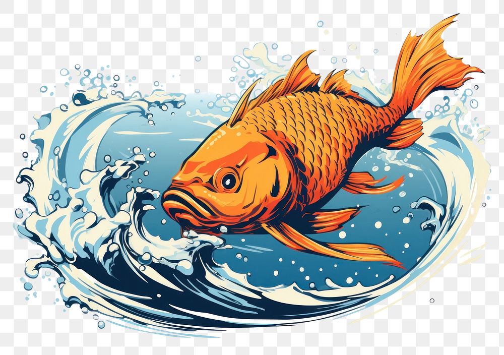 PNG  A carp fish in a pond animal splashing goldfish. AI generated Image by rawpixel.