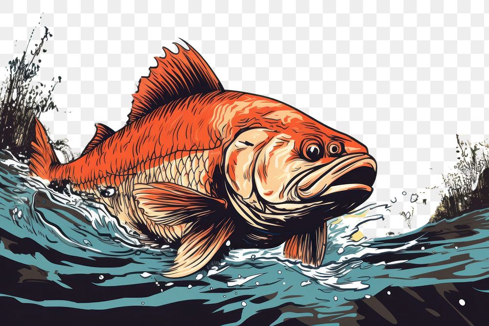 PNG  A carp fish in a pond animal underwater goldfish. AI generated Image by rawpixel.
