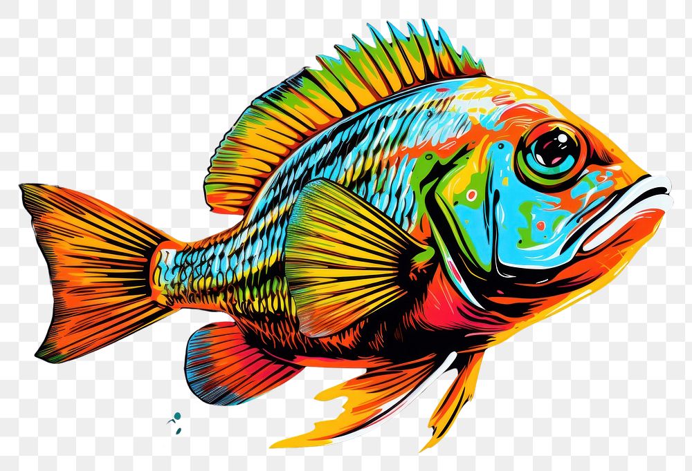 PNG  A colorful fish animal underwater wildlife. AI generated Image by rawpixel.