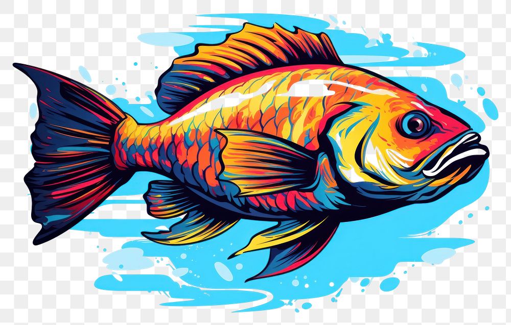 PNG  A colorful fish goldfish animal wildlife. AI generated Image by rawpixel.