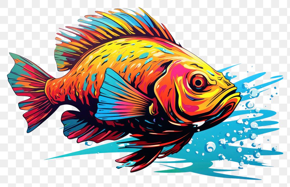 PNG  A colorful fish animal white background pomacentridae. AI generated Image by rawpixel.