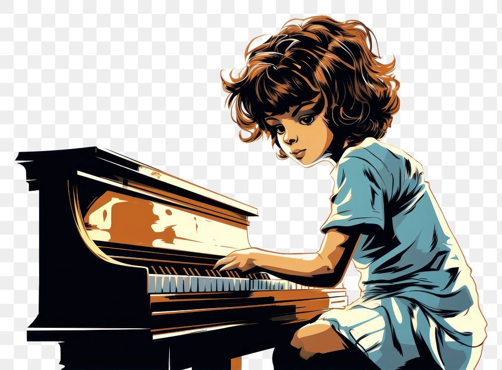 PNG Little girl playing piano at home music keyboard musician. 