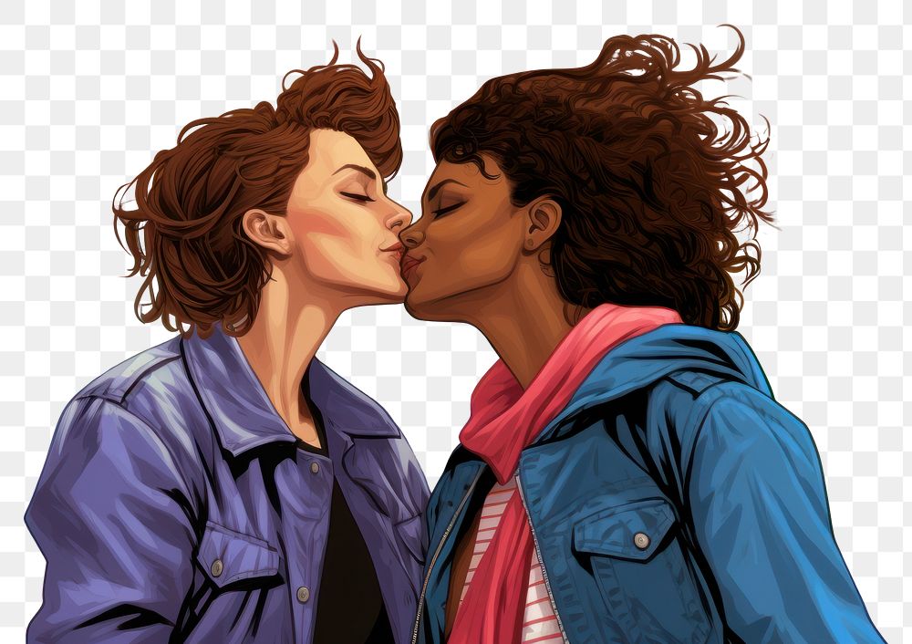 PNG  Kissing adult togetherness affectionate. AI generated Image by rawpixel.