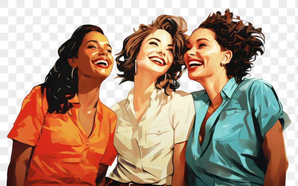 PNG  Four diverse women smiling laughing smile adult. AI generated Image by rawpixel.
