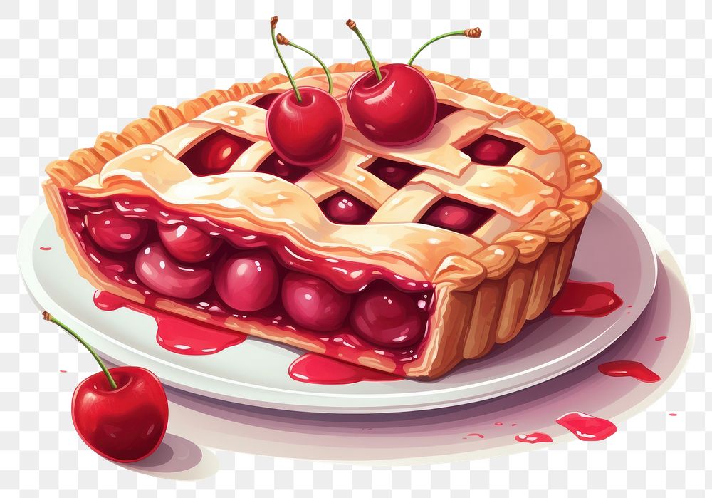 PNG Cherry pie dessert food cake.
