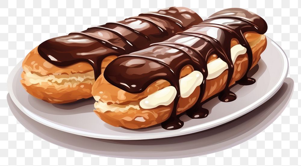 PNG Eclairs chocolate dessert pastry.