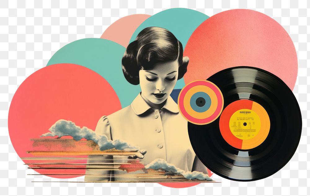 PNG  Collage Retro dreamy music poster adult art.