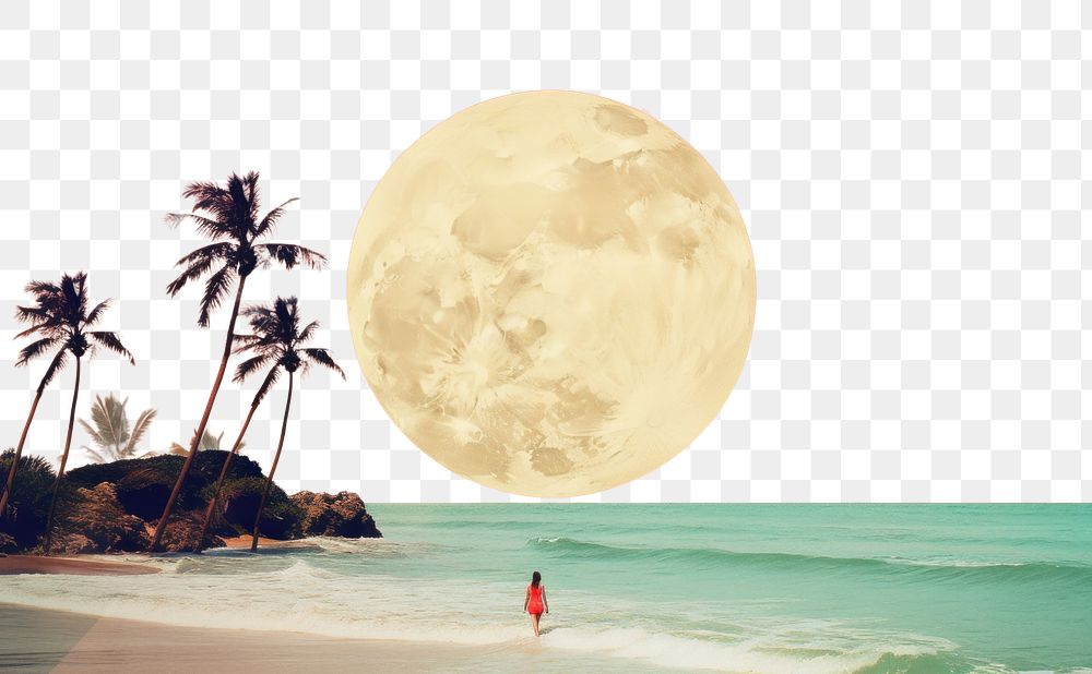 PNG  Collage Retro dreamy beach and sunset astronomy outdoors nature.