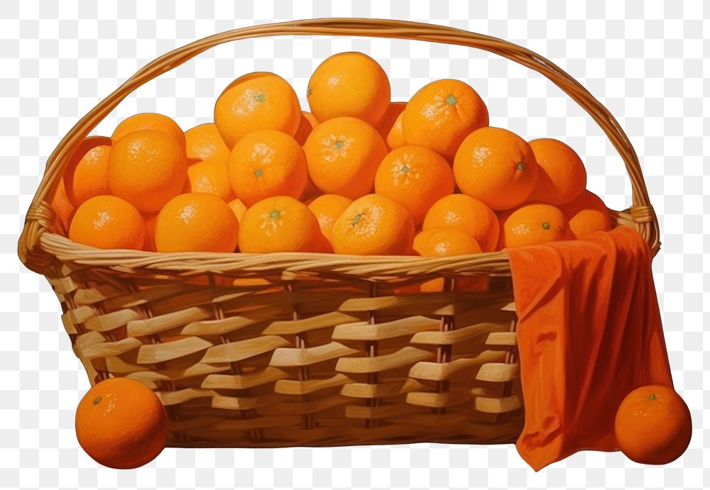 PNG Modern art of a basket of oranges fruit plant food.