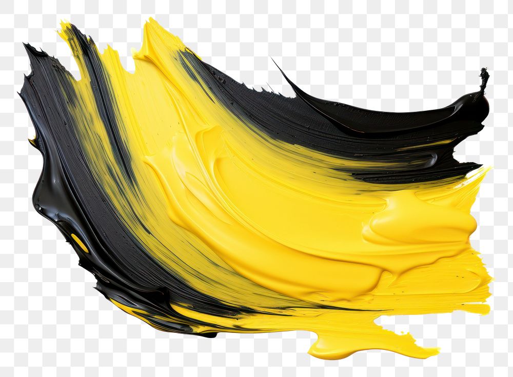 PNG Pastel black yellow flat paint brush stroke white background splattered abstract.