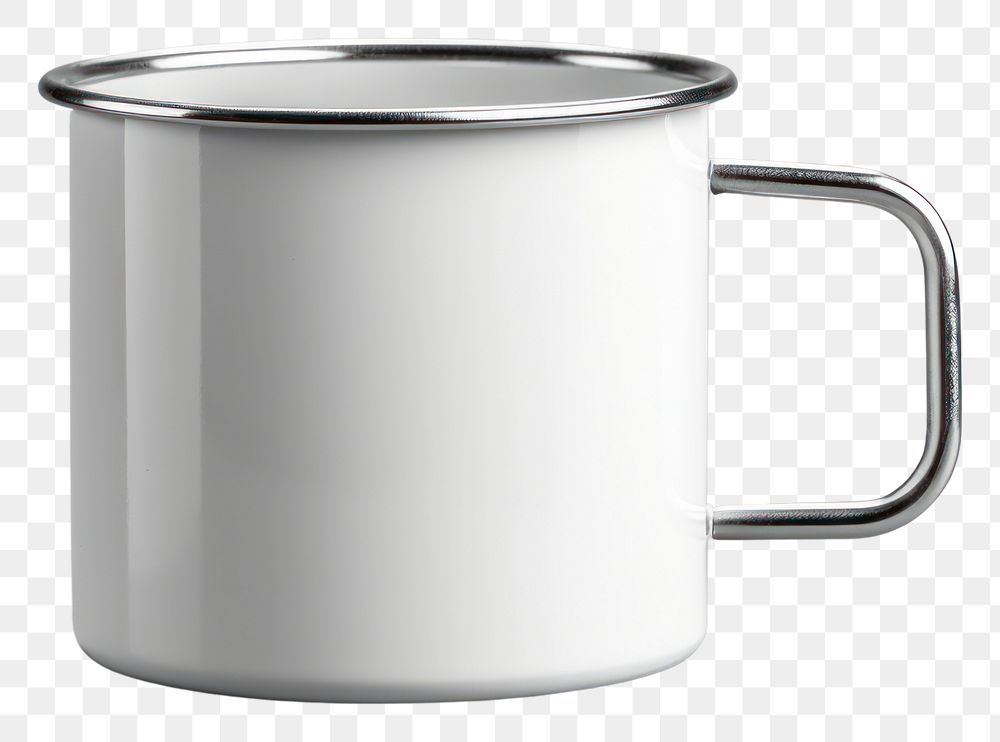 PNG  Stainless enamel mug mockup coffee drink cup.