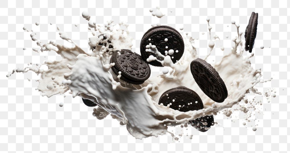 PNG  Cookies and cream milk splash border white background confectionery splashing. AI generated Image by rawpixel.