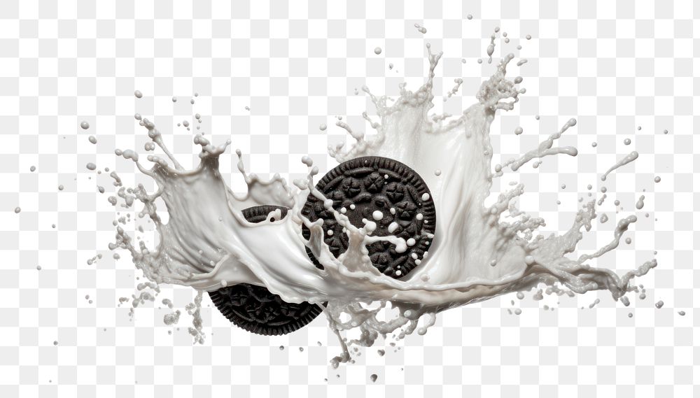 PNG  Cookies and cream milk splash border splashing beverage vehicle. AI generated Image by rawpixel.