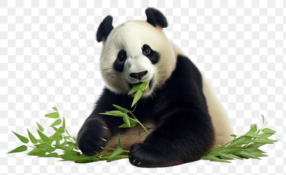 PNG  Happy panda eating wildlife animal mammal.