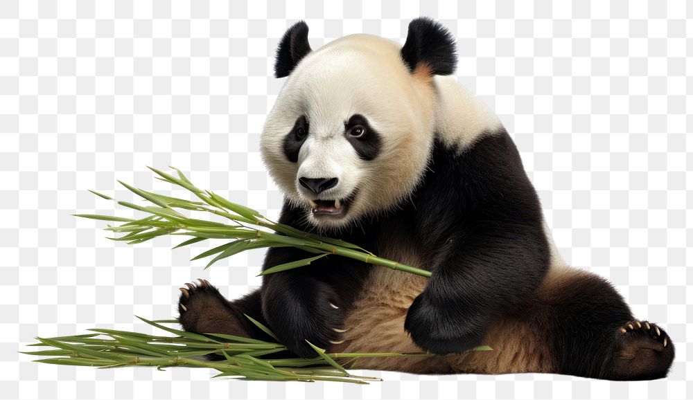 PNG  Panda eating sugarcane wildlife animal mammal.
