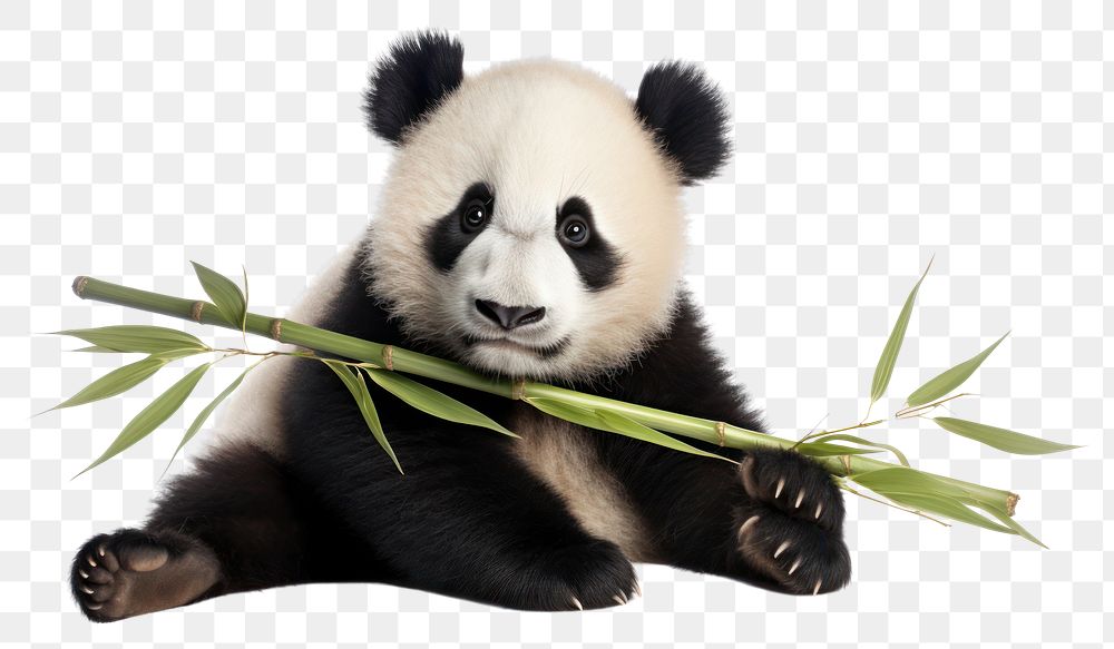 PNG  Panda holding bamboo stick wildlife animal mammal.