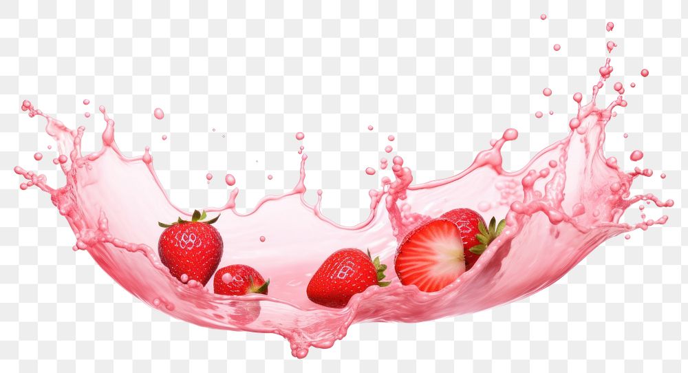 PNG  Strawberry milk splash border fruit plant food. AI generated Image by rawpixel.
