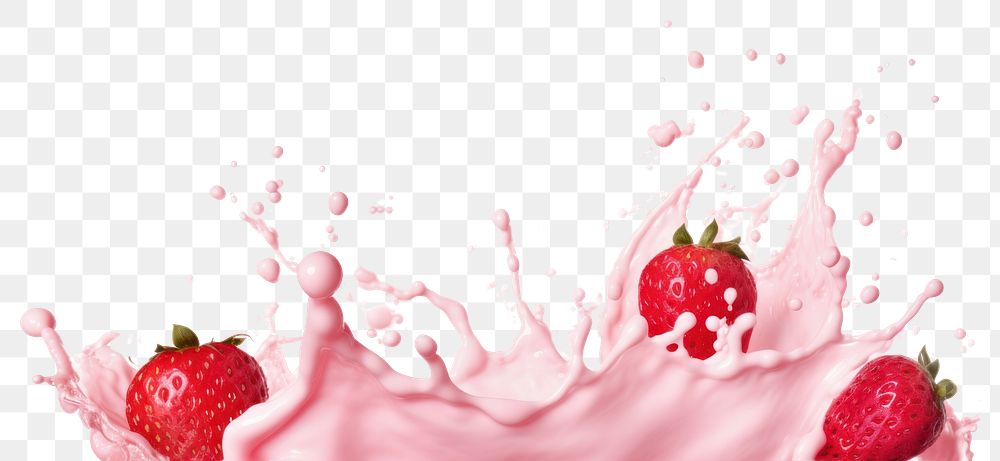 PNG  Strawberry milk splash border dessert fruit plant. AI generated Image by rawpixel.