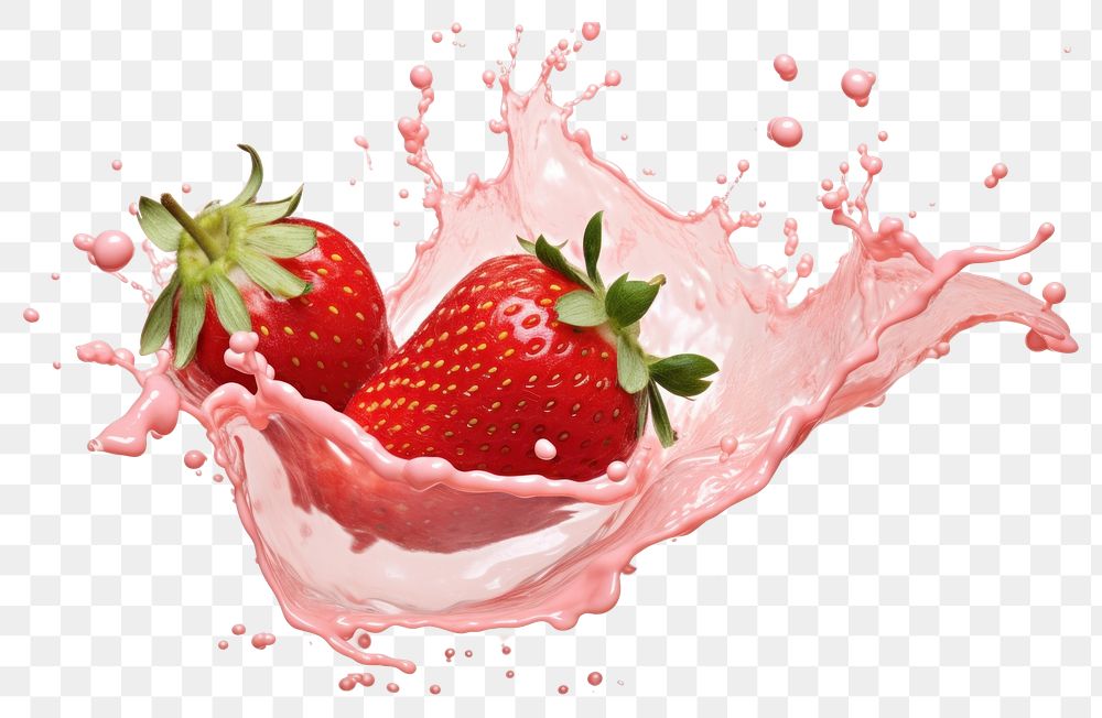 PNG  Strawberry mix with milk fruit plant food.