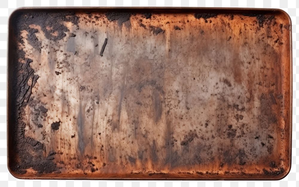 PNG  Tray with burnt backgrounds rust white background.