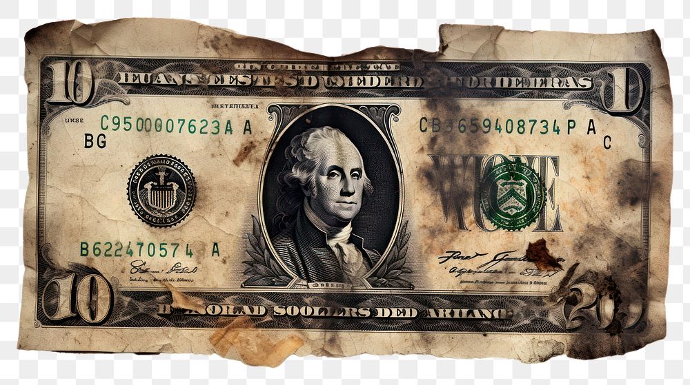PNG  Money with burnt dollar text white background.