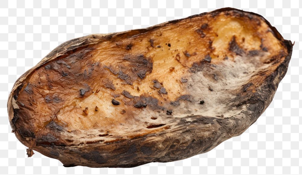 PNG  Potato with burnt food white background freshness.