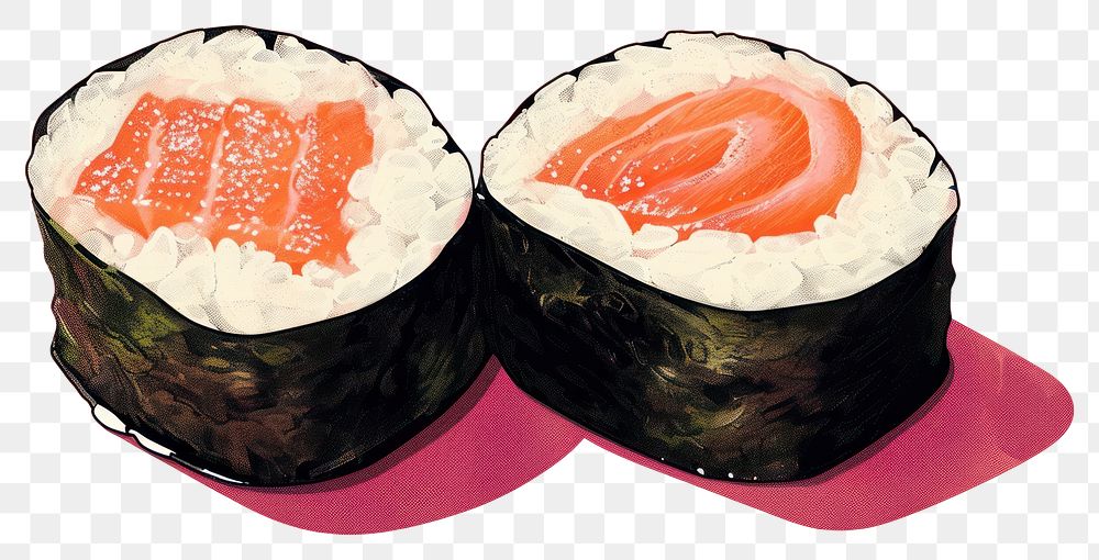 PNG  Salmon sushi food rice dish.
