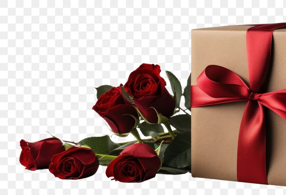 PNG Chocolate gift box and roses for valentine day flower plant celebration. AI generated Image by rawpixel.
