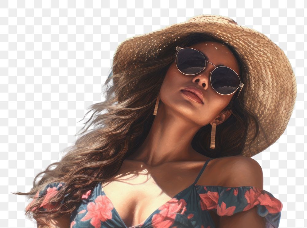 PNG Thai woman sunbath in the beach sunglasses swimwear summer. AI generated Image by rawpixel.