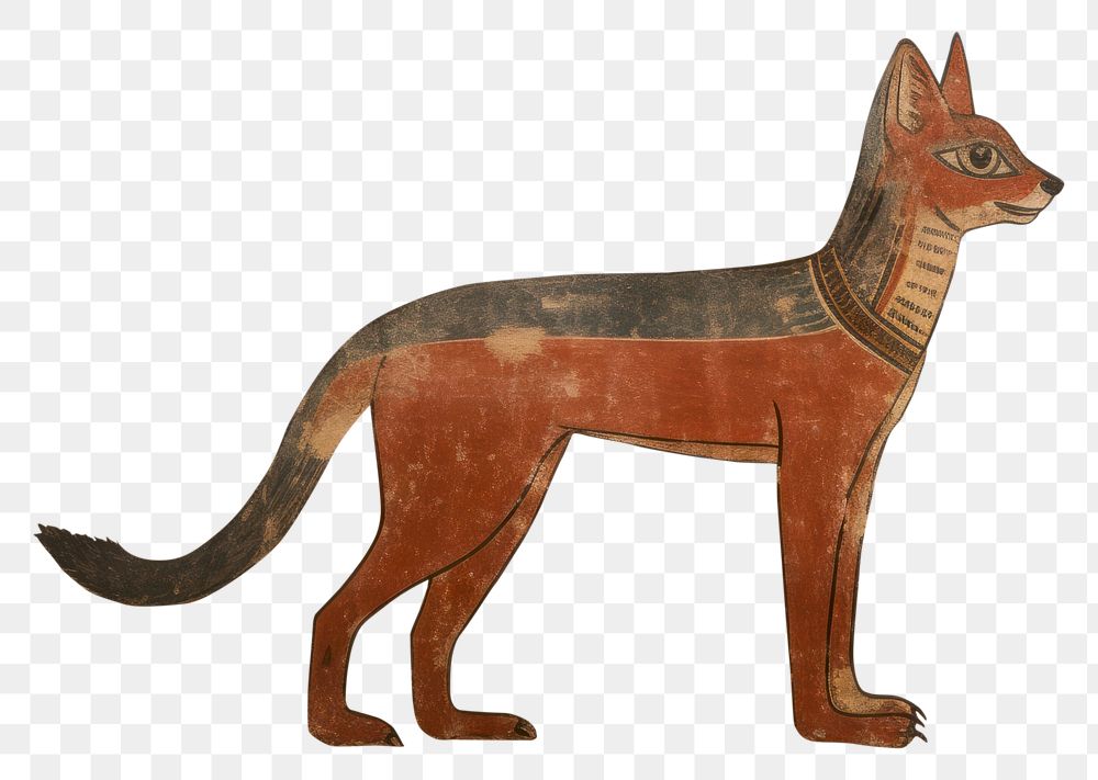 PNG  Fox hieroglyphic carvings painting ancient animal.