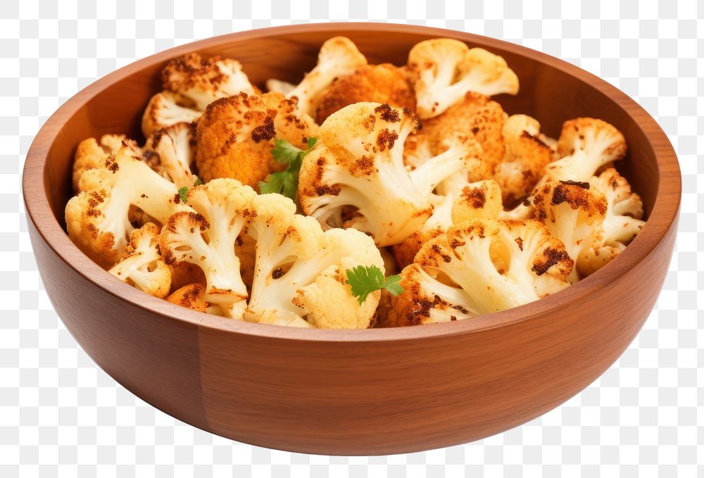 PNG Baked cauliflower bowl vegetable food.