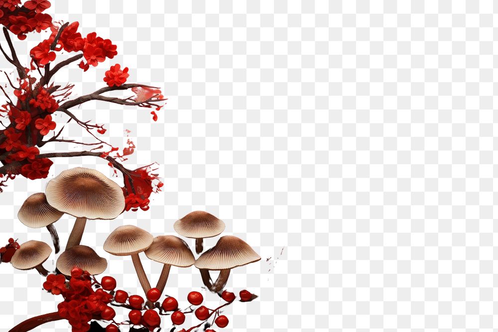 PNG  Chinese New Year style of Mushroom mushroom plant red.