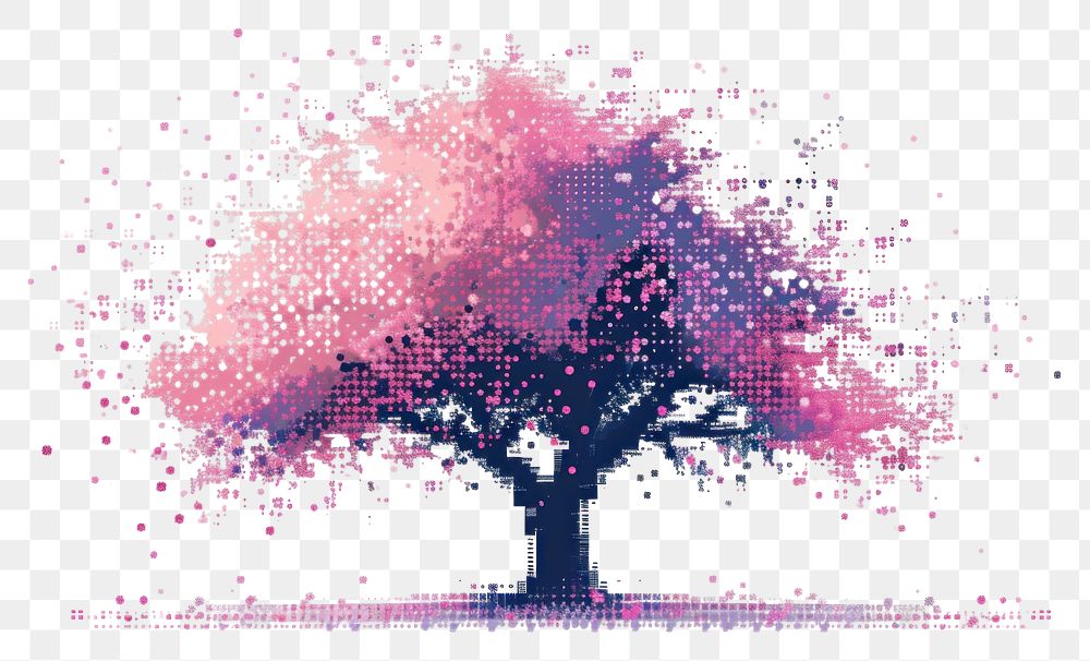 PNG  Sakura pixelated purple plant.