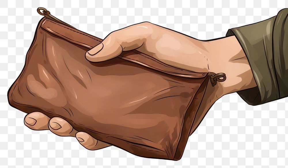 PNG Human hand holding Bag bag handbag cartoon.