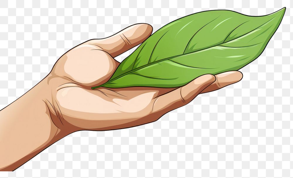 PNG Human hand holding Leaf leaf plant white background.
