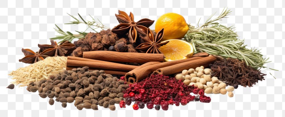 PNG  Immunity booster herbs spice food white background.