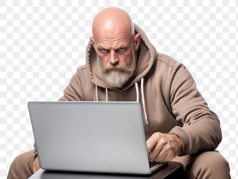 PNG Man using laptop computer portrait sitting. AI generated Image by rawpixel.