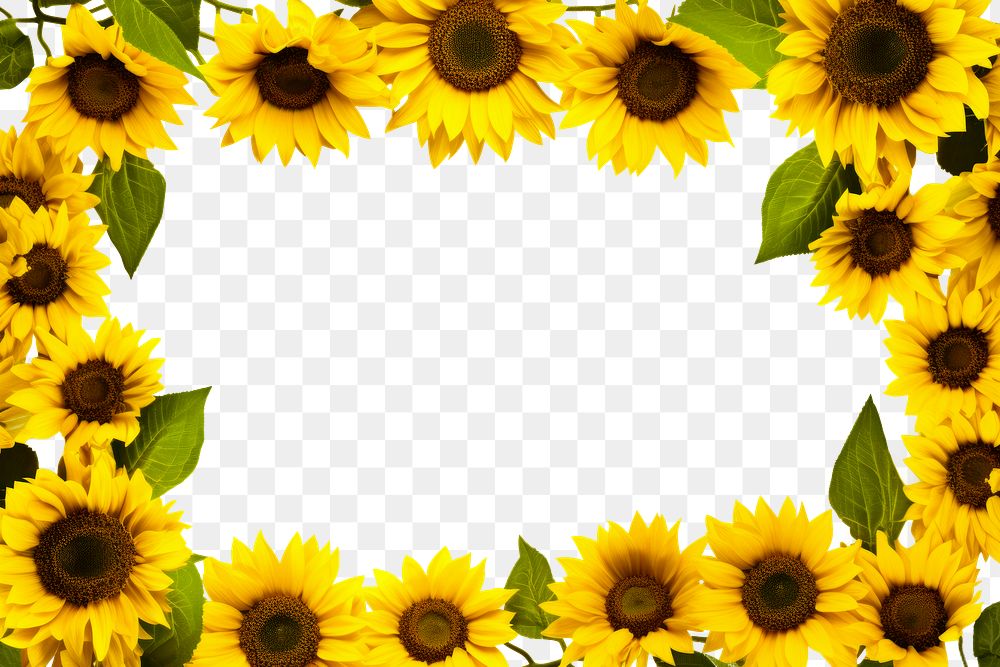 PNG Sunflower border backgrounds plant petal. AI generated Image by rawpixel.