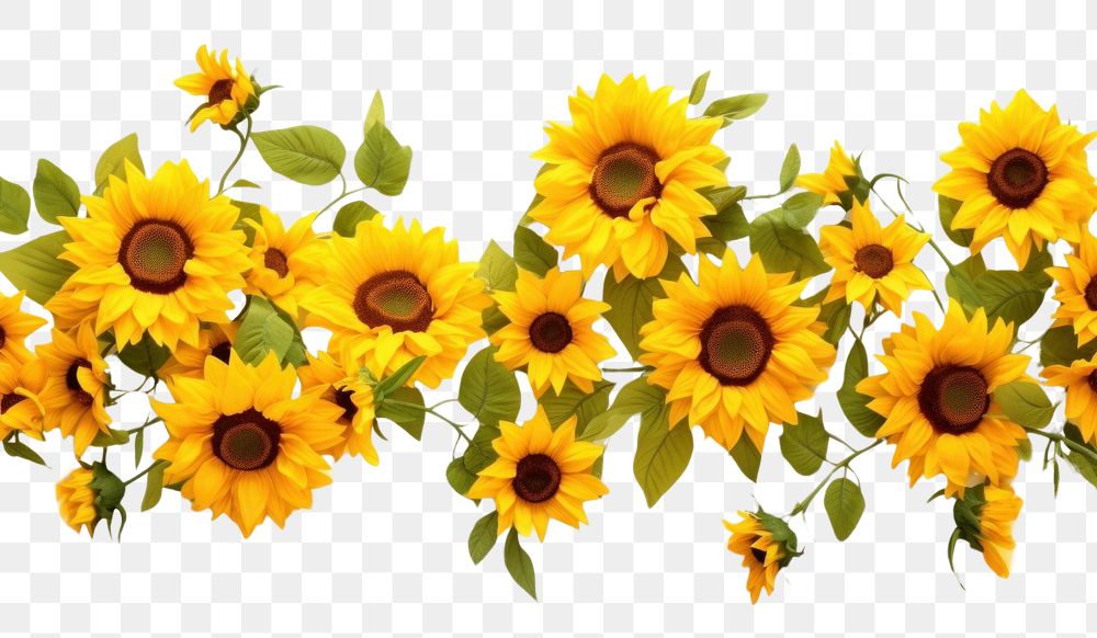 PNG Sunflower border plant leaf white background. AI generated Image by rawpixel.