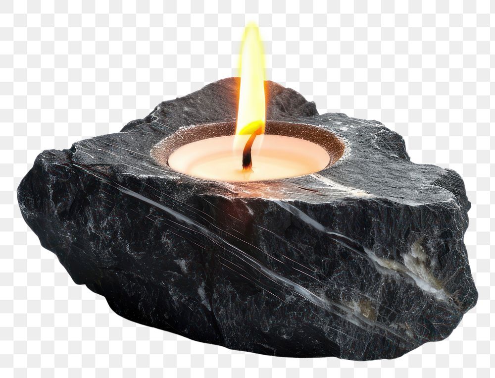 PNG  Rock heavy element Candle shape candle white background illuminated.